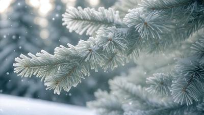 The primary subject of the image is a snow-covered pine tree. The tree is surrounded by a snowy environment, and the setting includes a snow-covered ground. The visual style of the image is a photo, capturing the beauty of the snow-covered pine tree. The dominant colors in the image are white, representing the snow, and green, representing the pine tree. The overall atmosphere of the image is serene and peaceful, showcasing the beauty of nature during the winter season.
